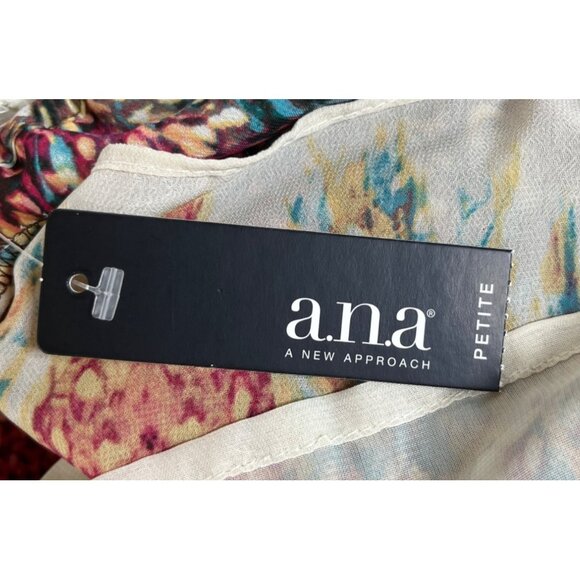 ANA Womens Blouse Off on Shoulder Pink Feather Yellow Size PL Petite Large - Picture 9 of 10